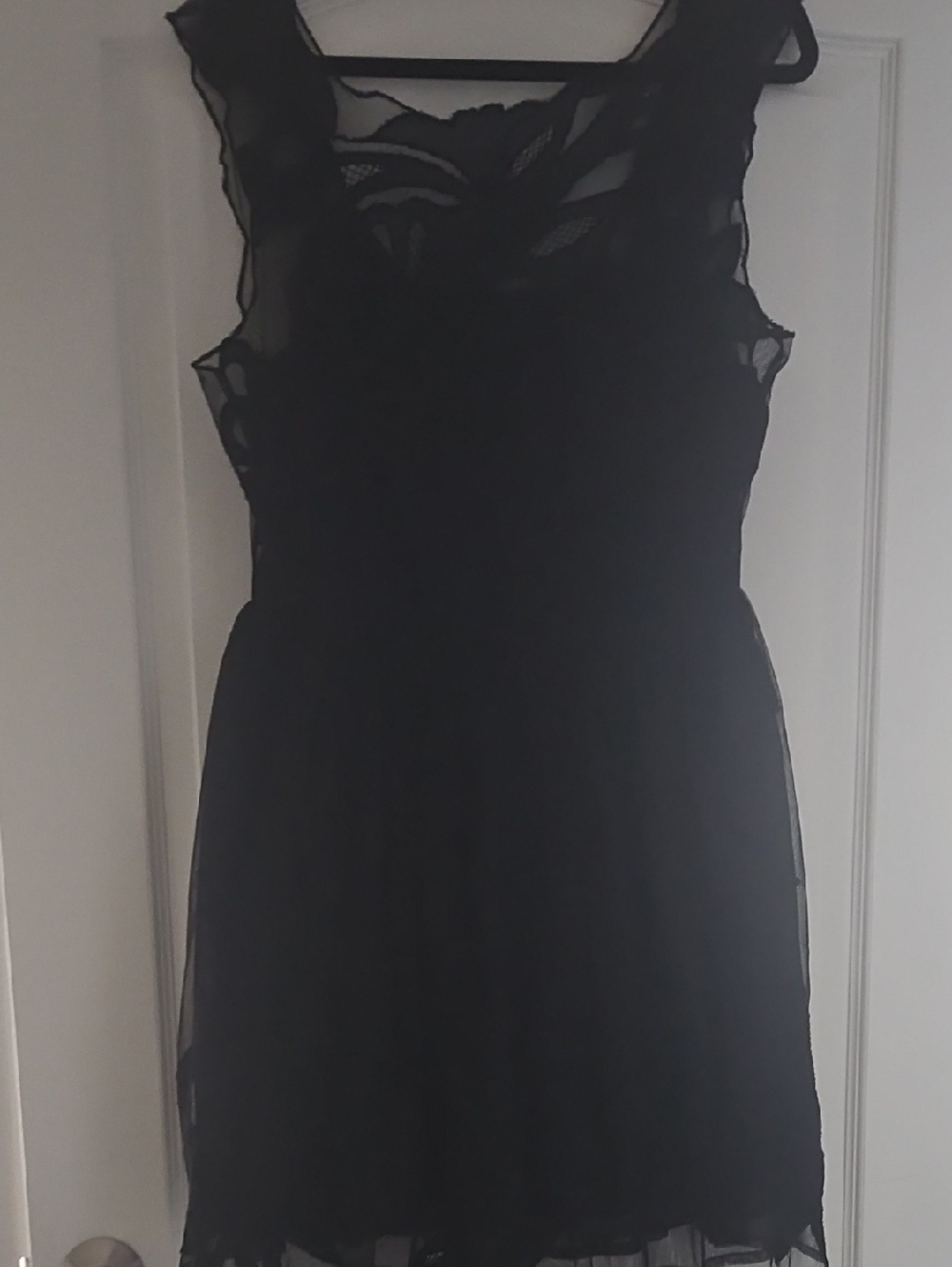 Black Lace Overlay Sleeveless Dress